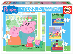 Puzzle 6 el. + 9 el. + 12 el. + 16 el. Świnka Peppa