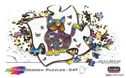 Puzzle drewniane / kolorowe - Kot